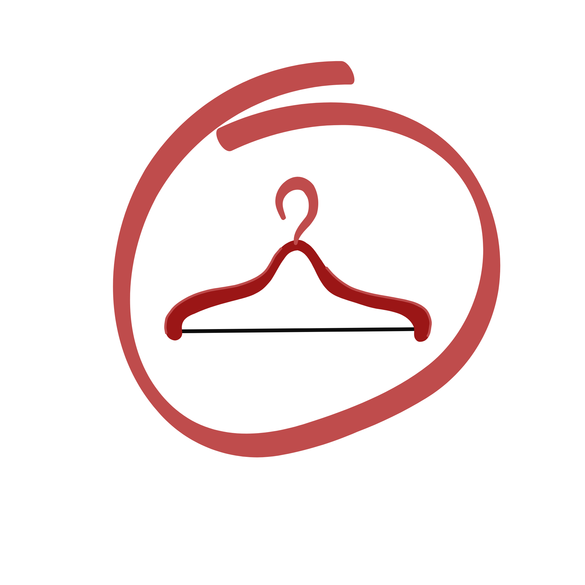 website logo, a pink hanger inside of a pink circle frame